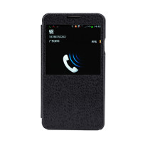Луксозен кожен калъф S-View ROCK за Samsung Galaxy Note 3 N9000 / N9005 черен